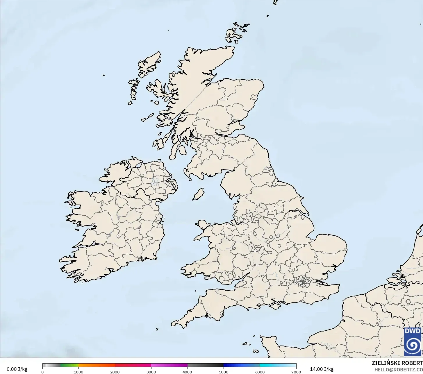 ICON modelo - Reino Unido, CAPE