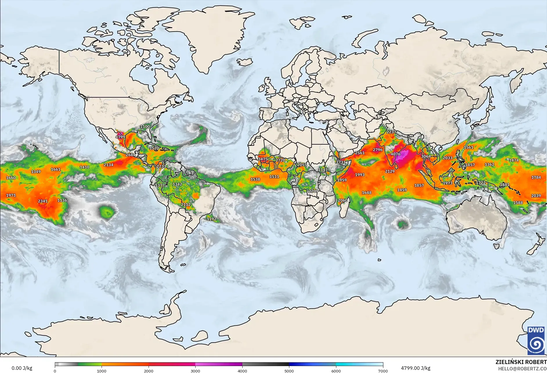 ICON modelo - Mundo, CAPE