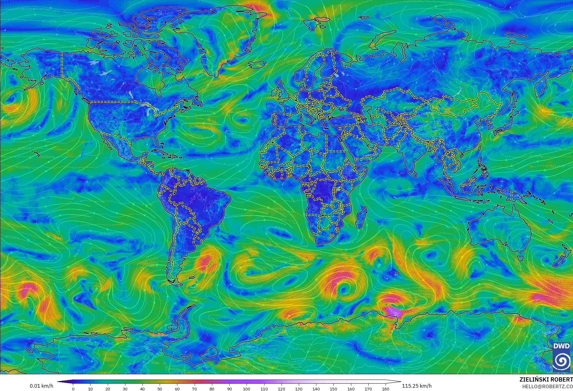 ICON modelo - Mundo, Vento a 10 m
