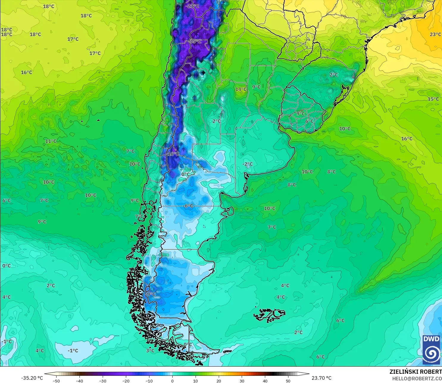 ICON modelo - Argentina, Ponto de orvalho a 2 m