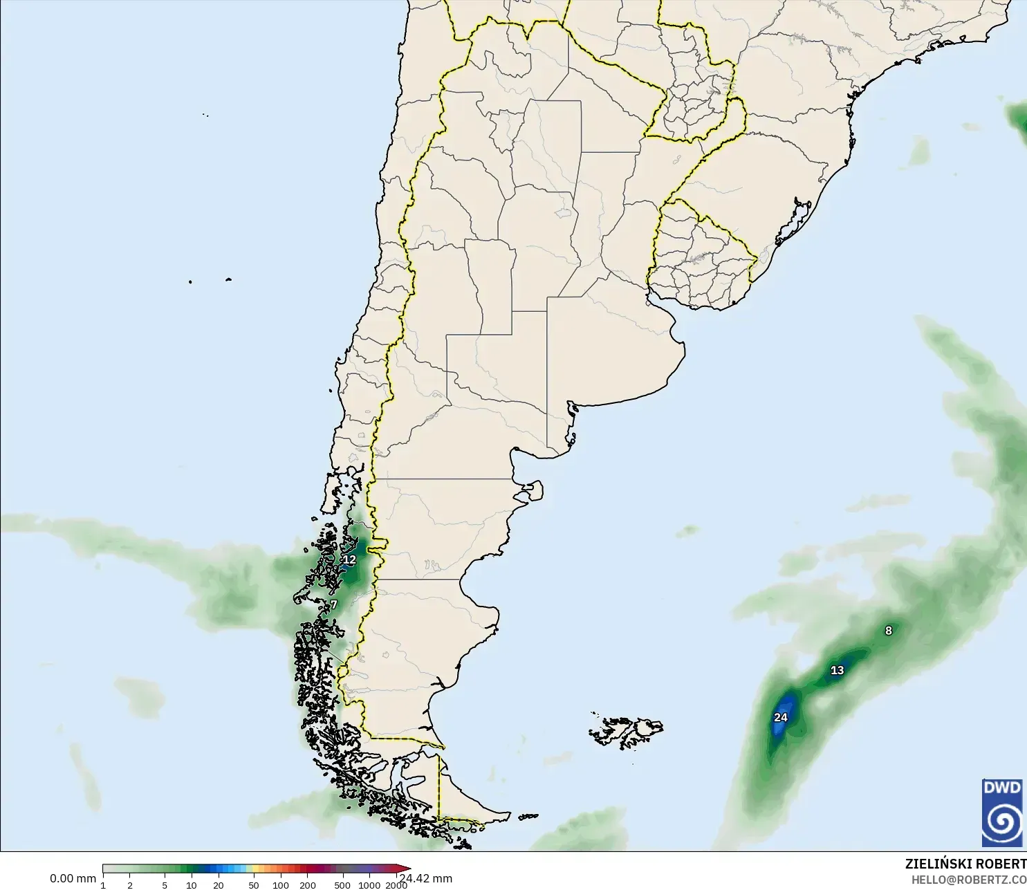 ICON modelo - Argentina, Acúmulo de precipitação