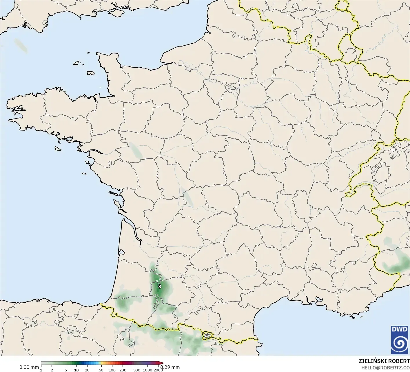 ICON modelo - França, Acúmulo de precipitação