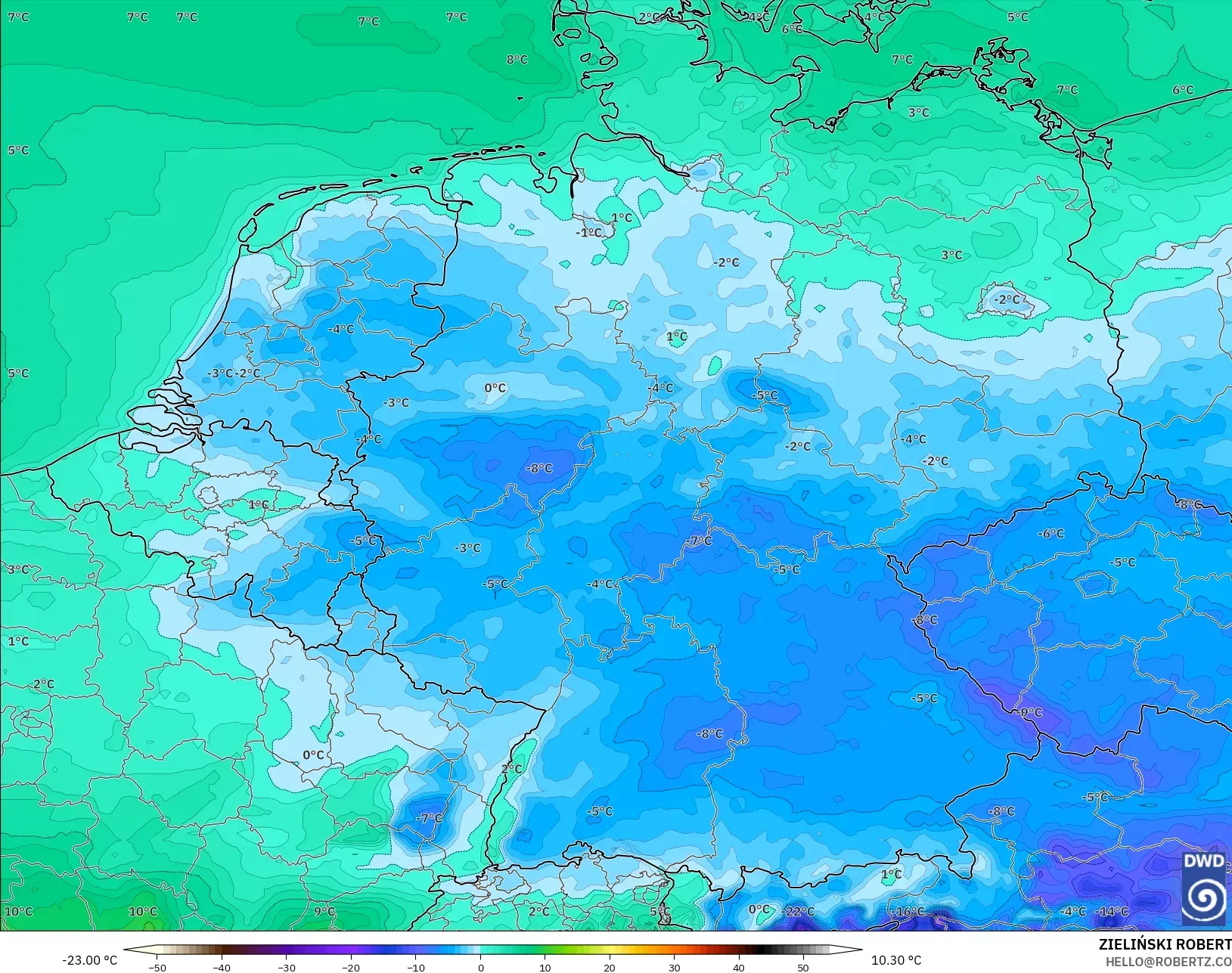 ICON modelo - Alemanha, Ponto de orvalho a 2 m