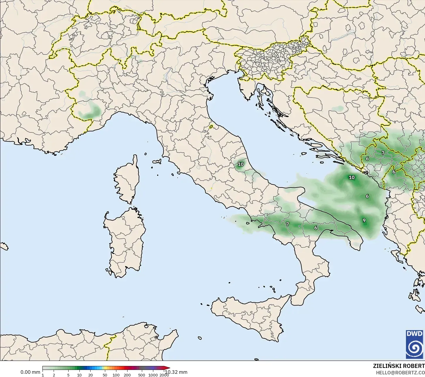 ICON modelo - Itália, Acúmulo de precipitação