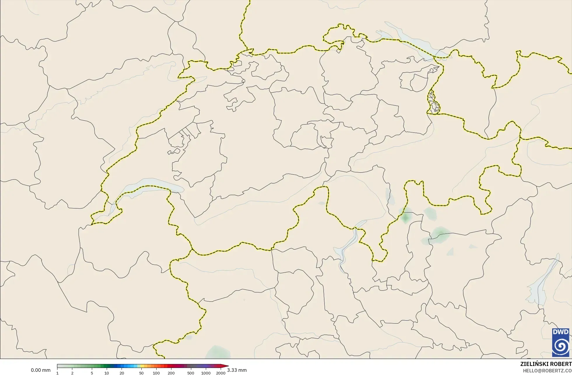 ICON modelo - Suíça, Acúmulo de precipitação