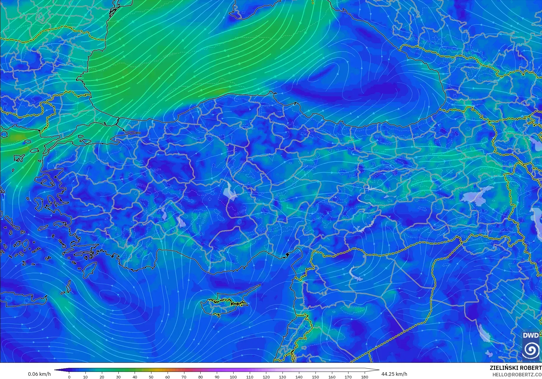 ICON modelo - Turquia, Vento a 10 m