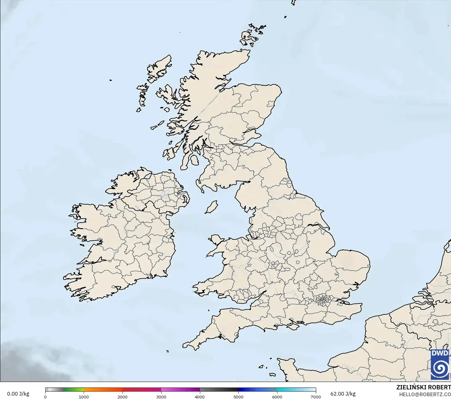 ICON modelo - Reino Unido, CAPE