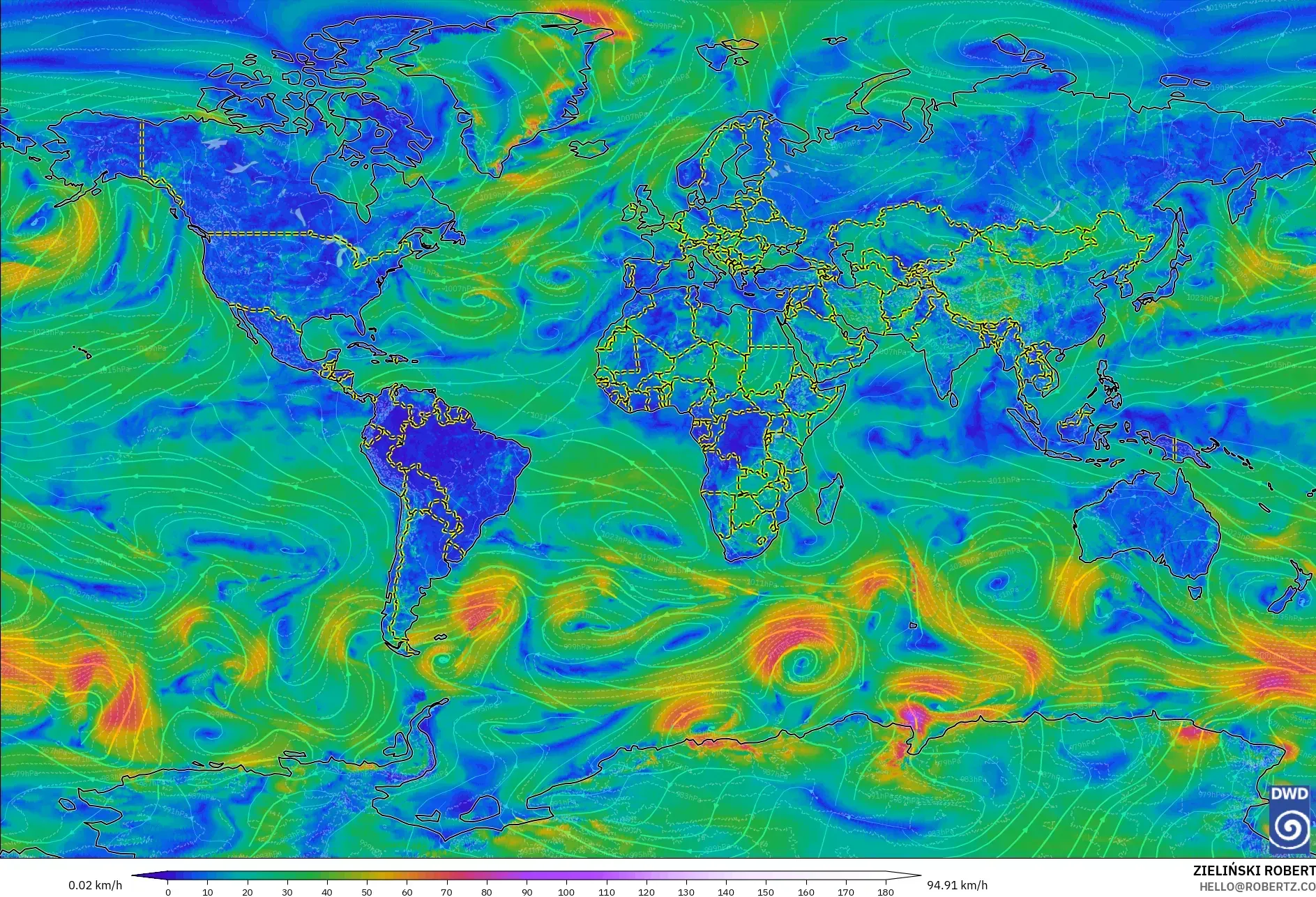 ICON modelo - Mundo, Vento a 10 m