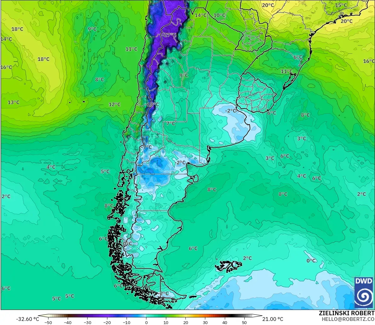 ICON modelo - Argentina, Ponto de orvalho a 2 m