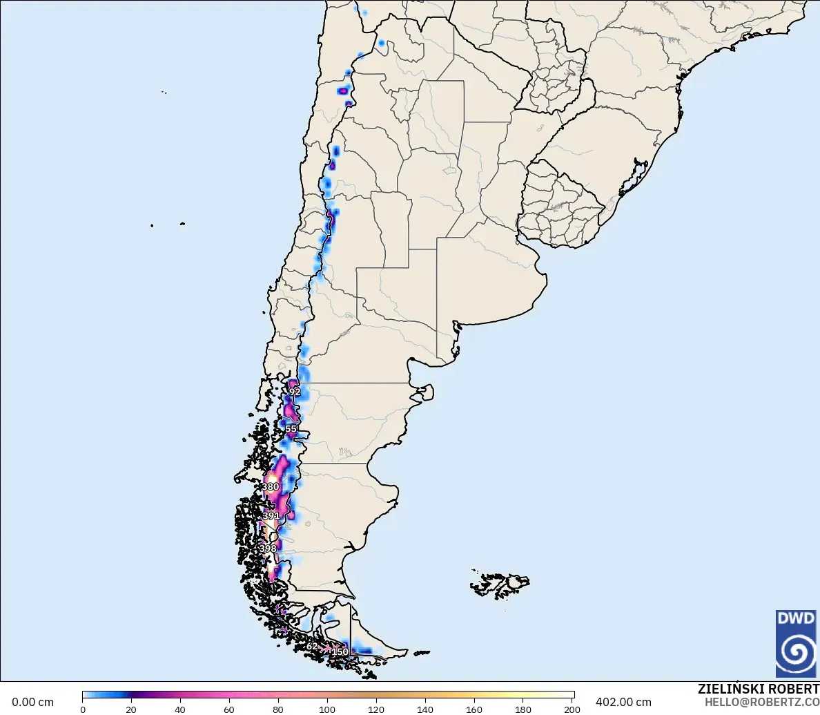 ICON modelo - Argentina, Profundidade da neve