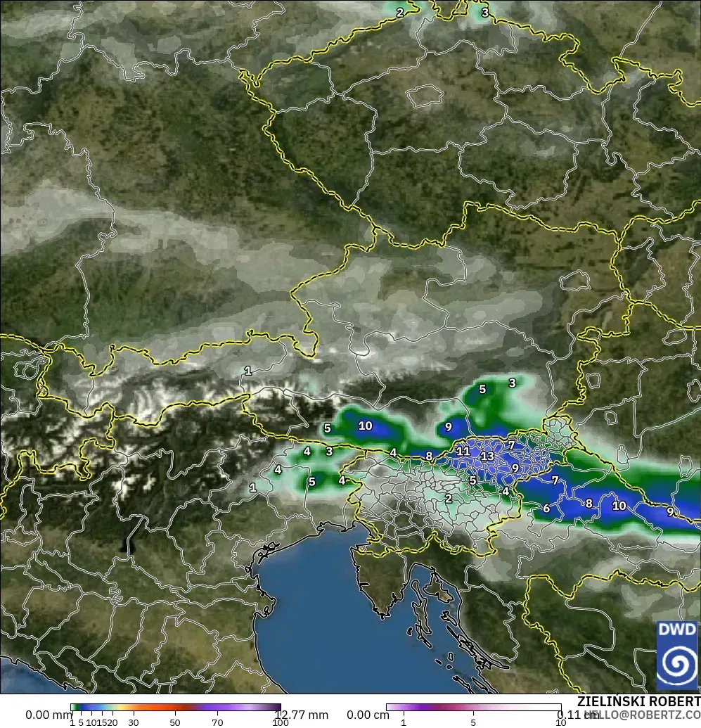 ICON modelo - Áustria, Precipitação, nuvens e pressão