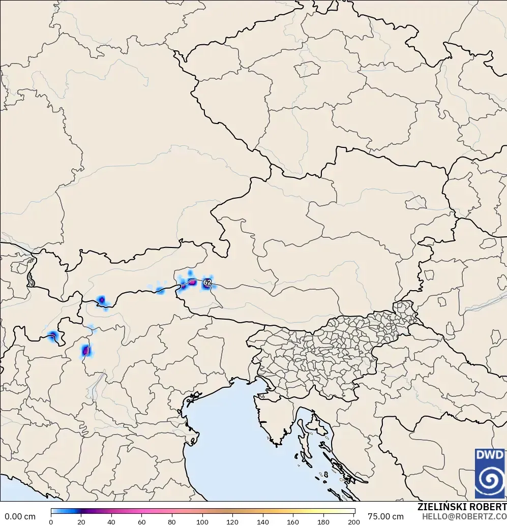ICON modelo - Áustria, Profundidade da neve