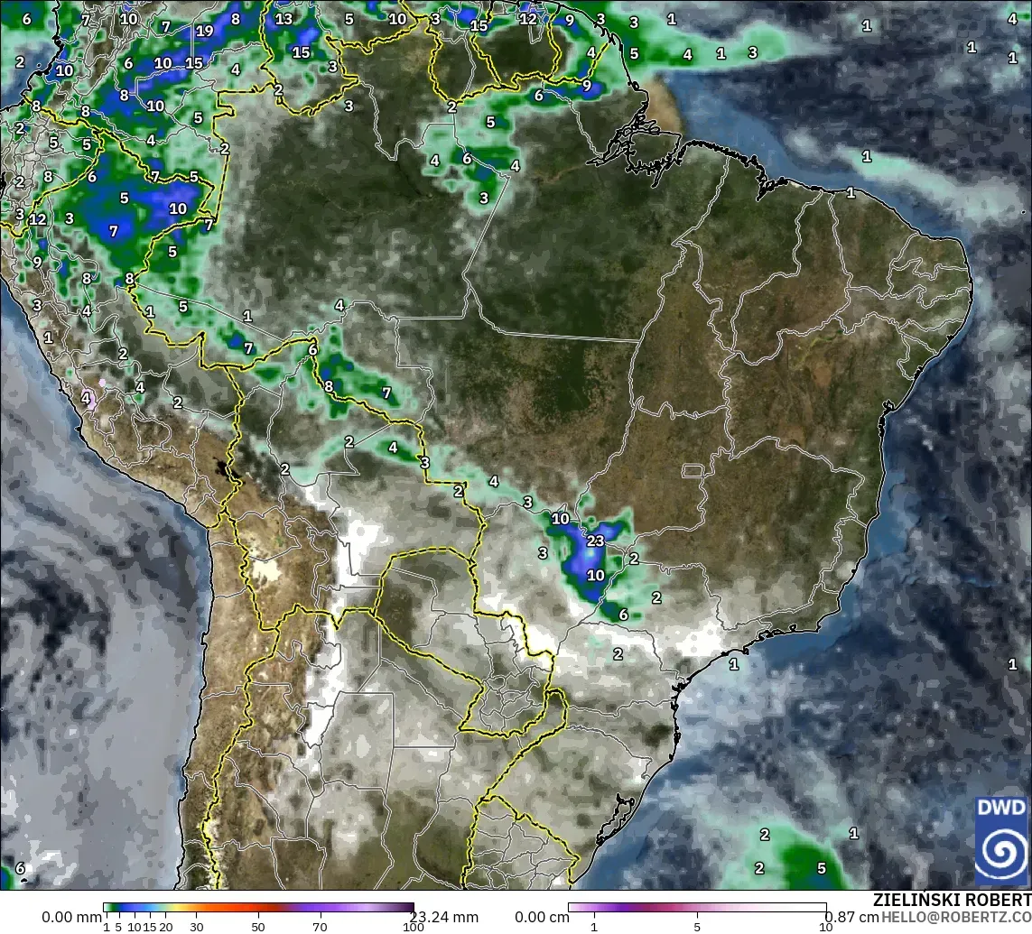 ICON modelo - Brasil, Precipitação, nuvens e pressão
