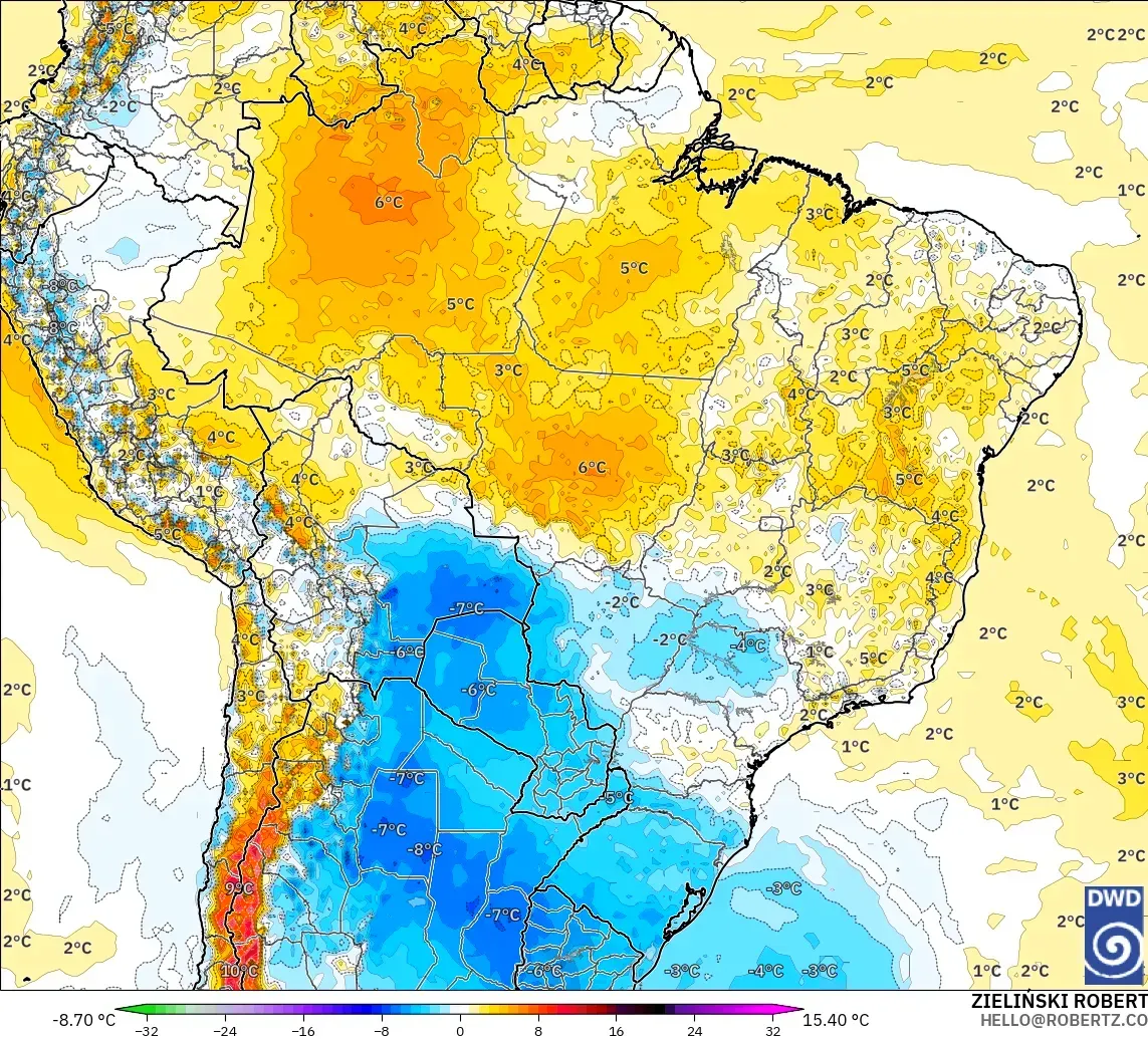 ICON modelo - Brasil, Anomalia de temperatura a 2 m