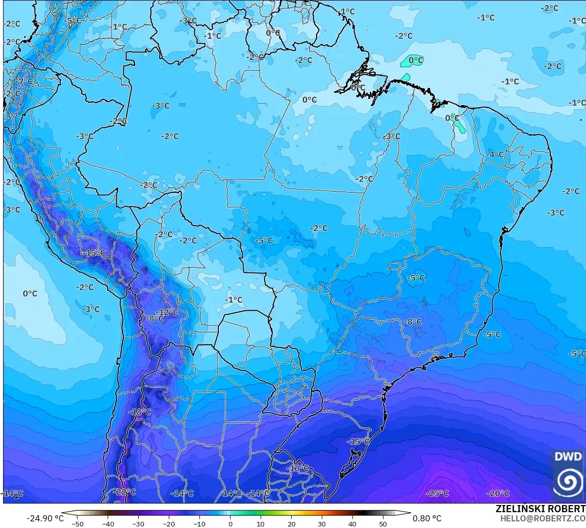 ICON modelo - Brasil, Temperatura a 500 hPa