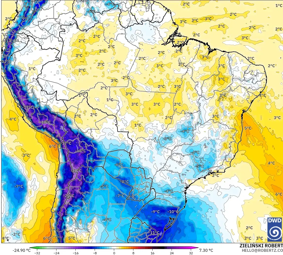 ICON modelo - Brasil, Anomalia de temperatura a 850 hPa