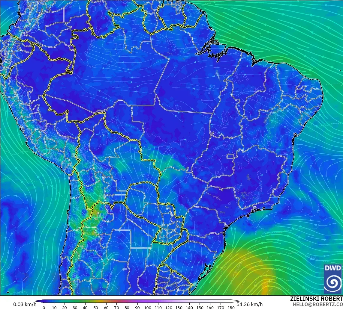 ICON modelo - Brasil, Vento a 10 m