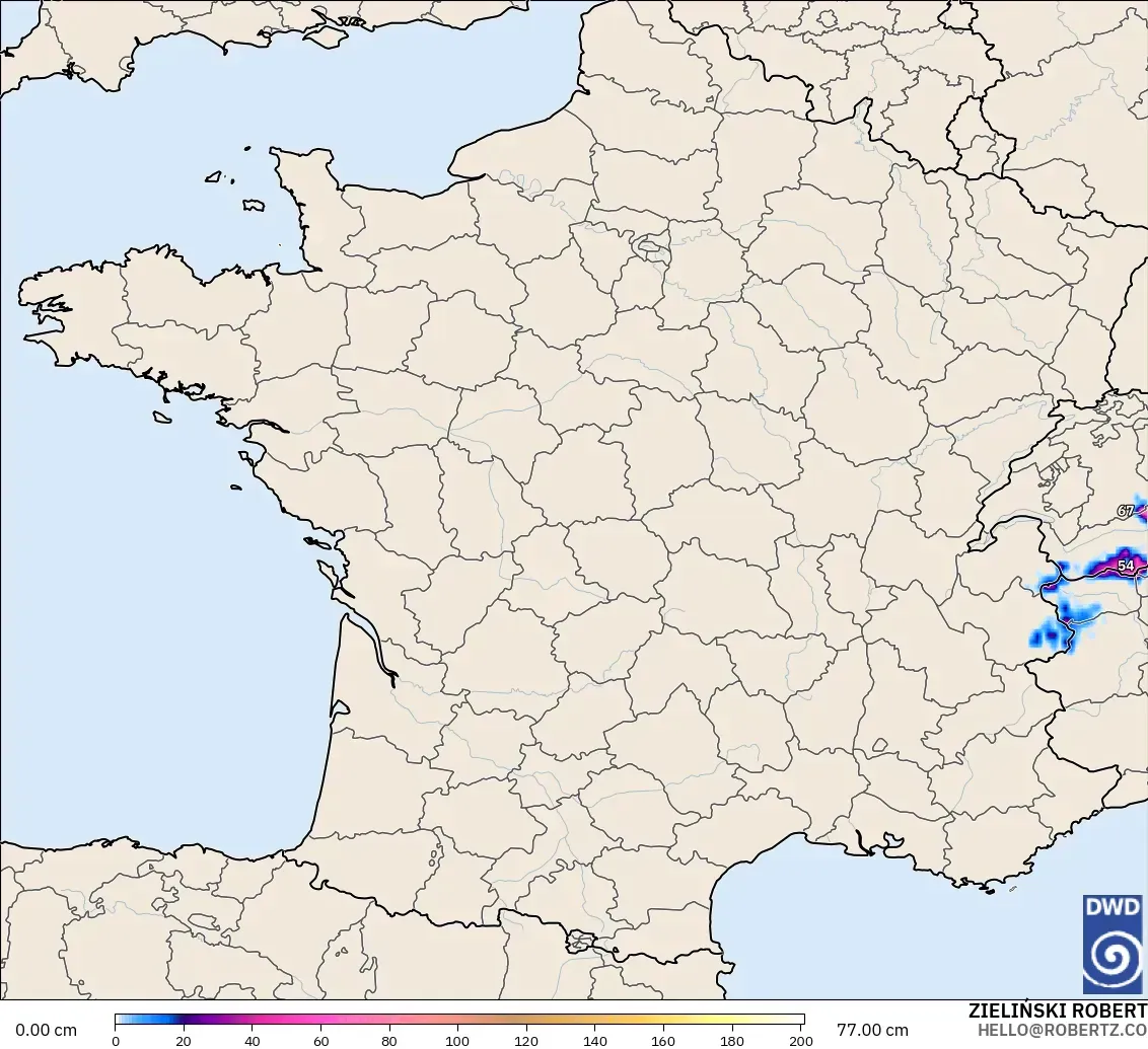 ICON modelo - França, Profundidade da neve