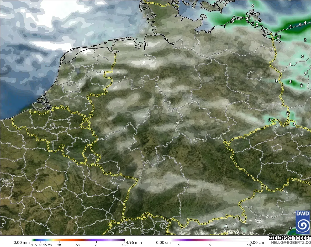 ICON modelo - Alemanha, Precipitação, nuvens e pressão