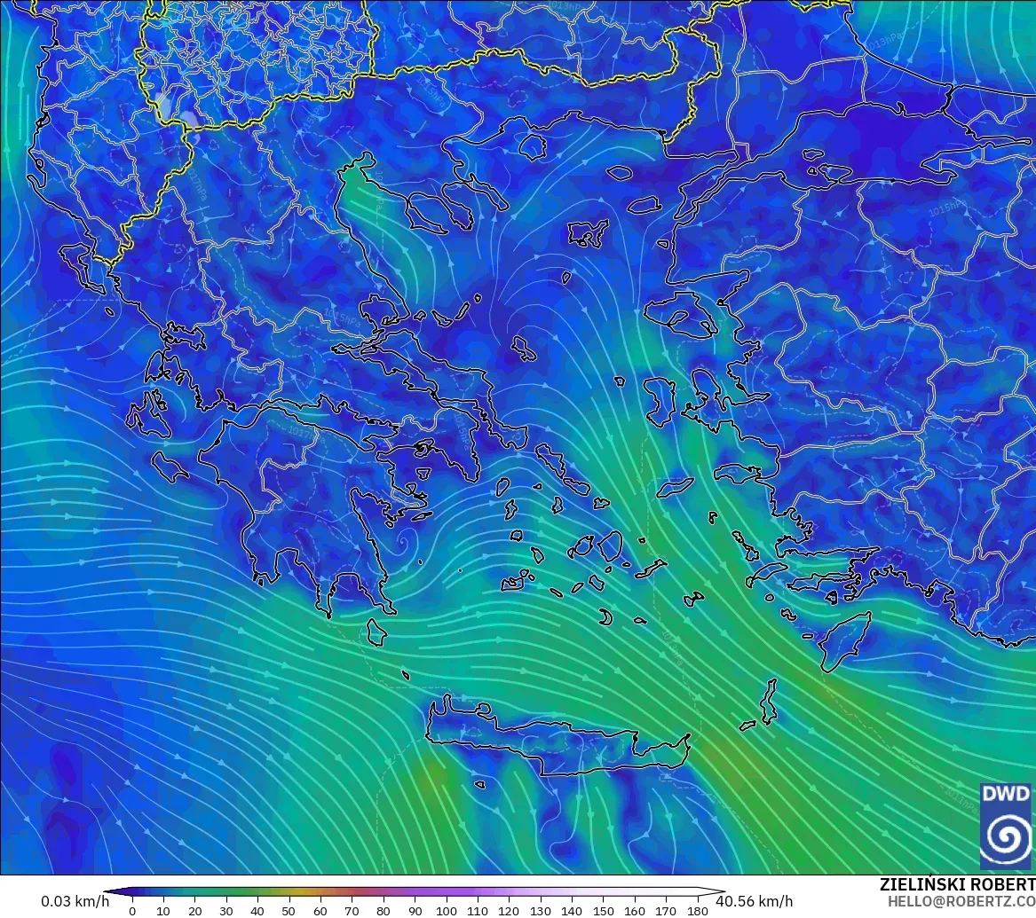 ICON modelo - Grécia, Vento a 10 m