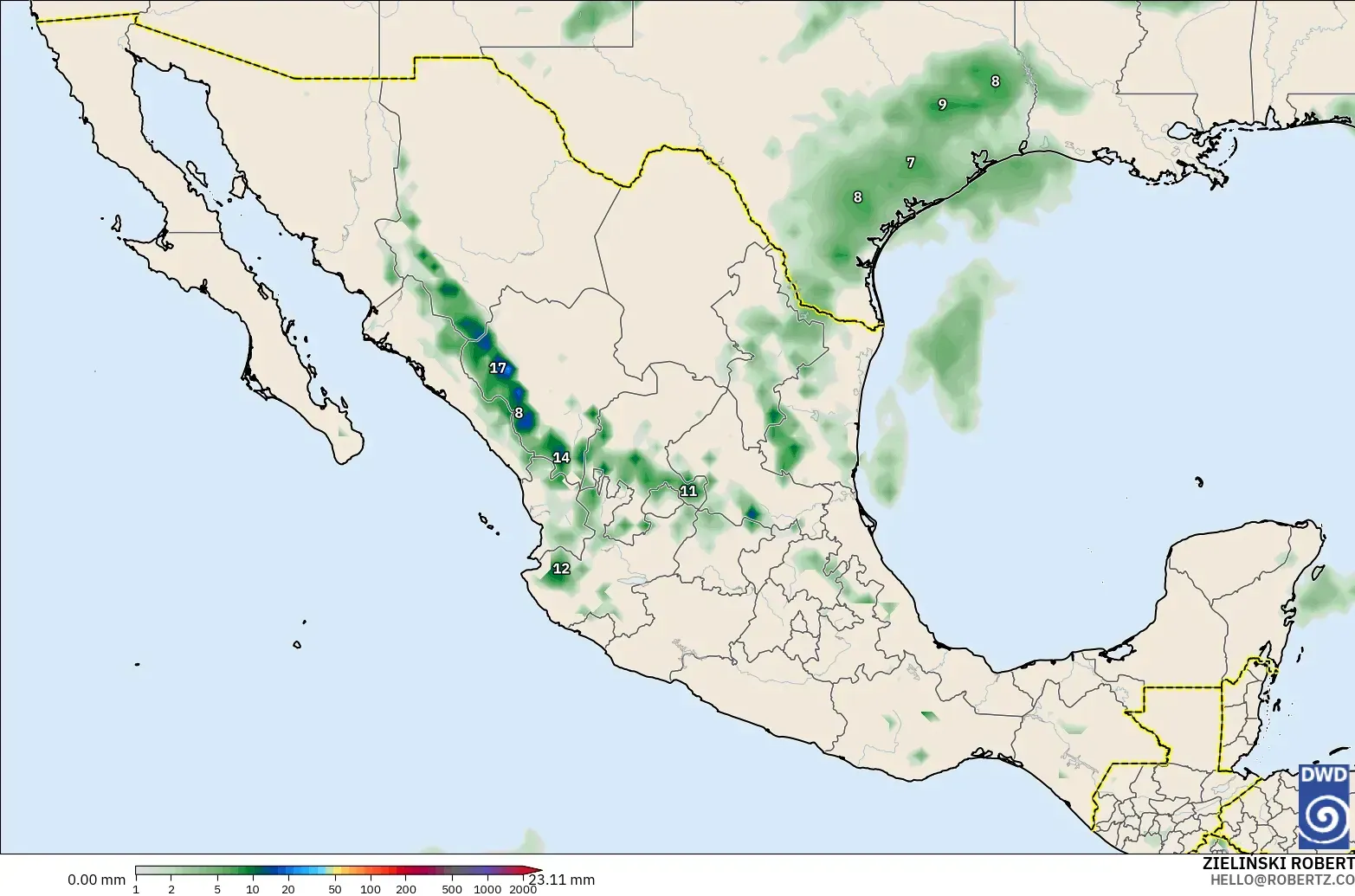 ICON modelo - México, Acúmulo de precipitação