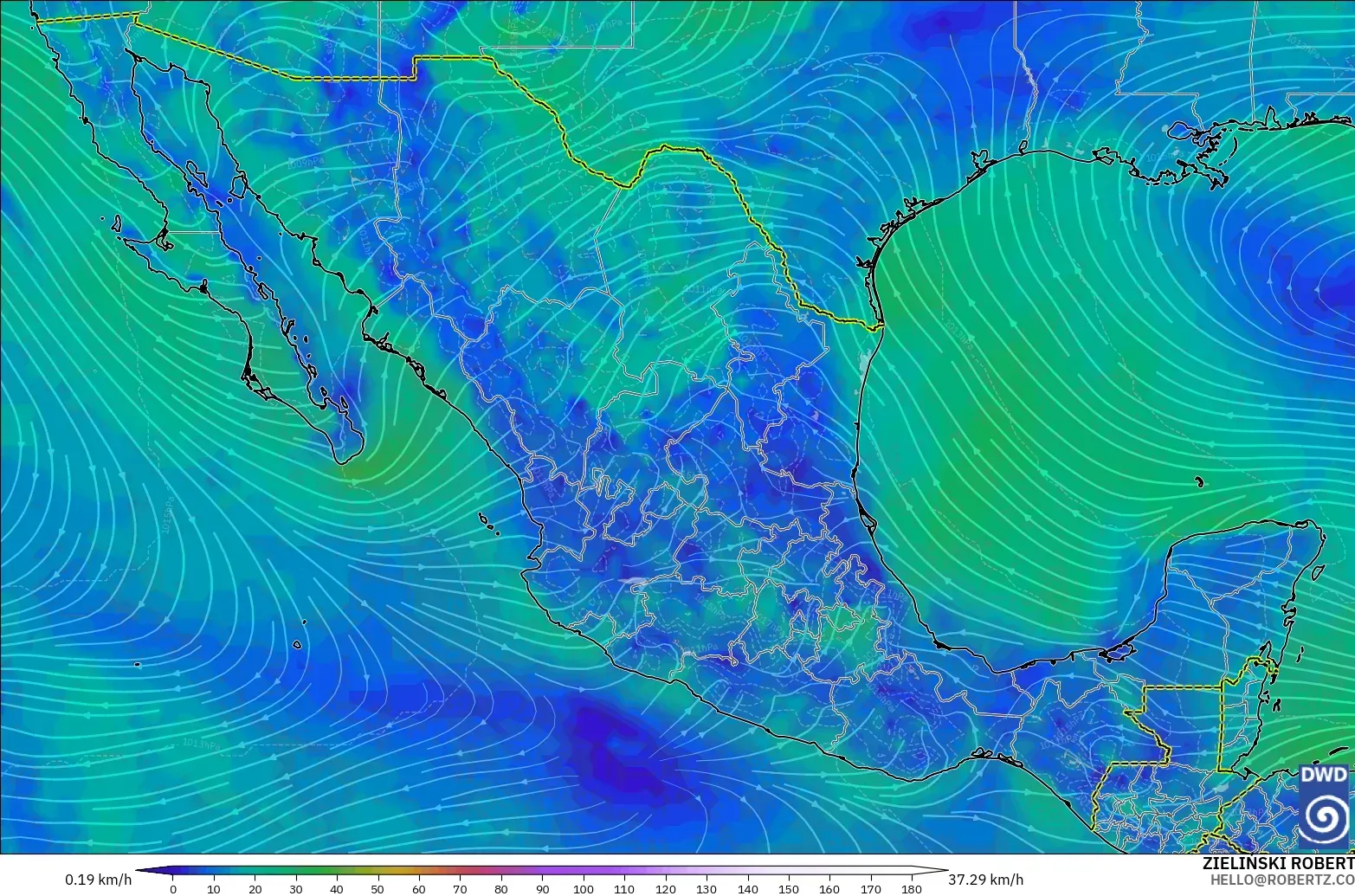 ICON modelo - México, Vento a 10 m