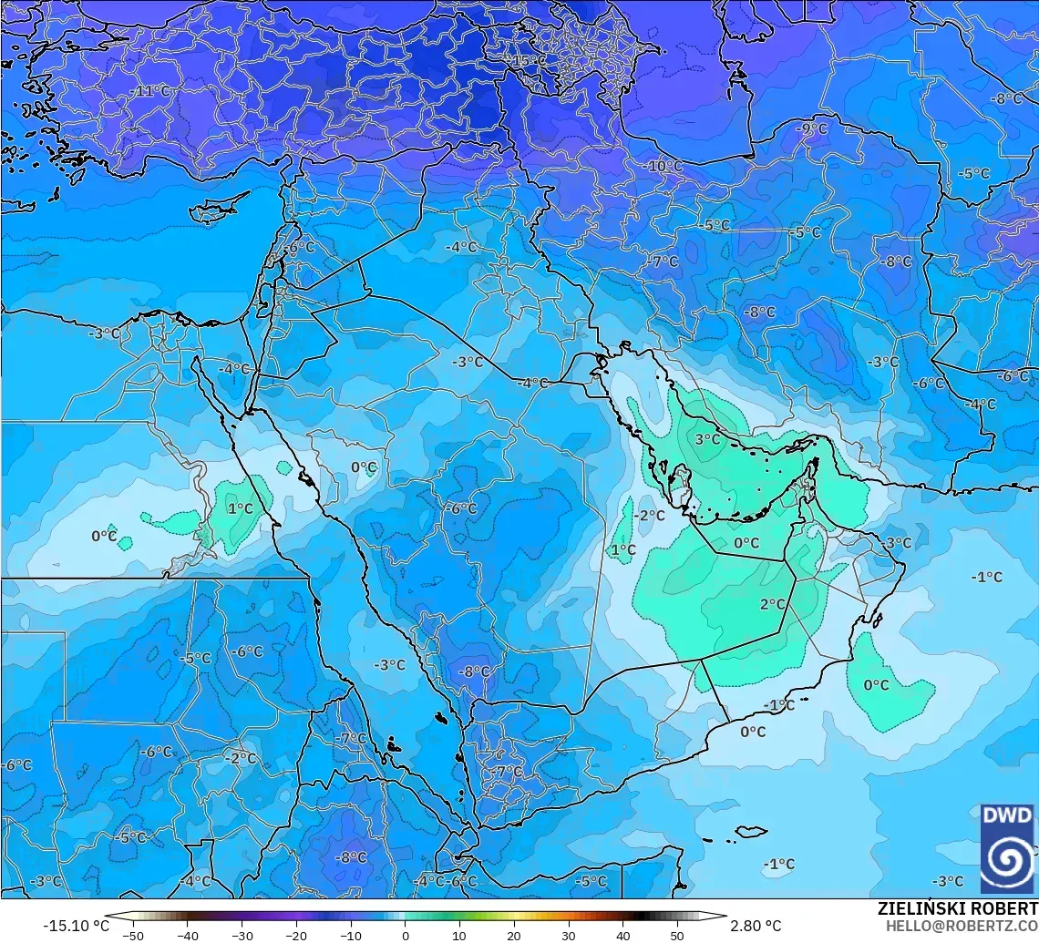 ICON modelo - Oriente Médio, Temperatura a 500 hPa