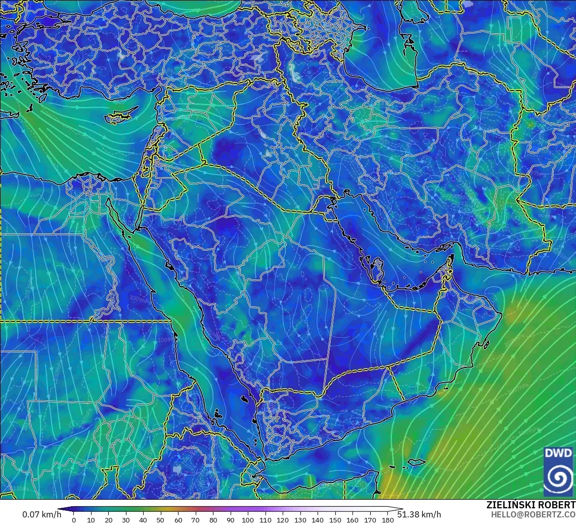 ICON modelo - Oriente Médio, Vento a 10 m