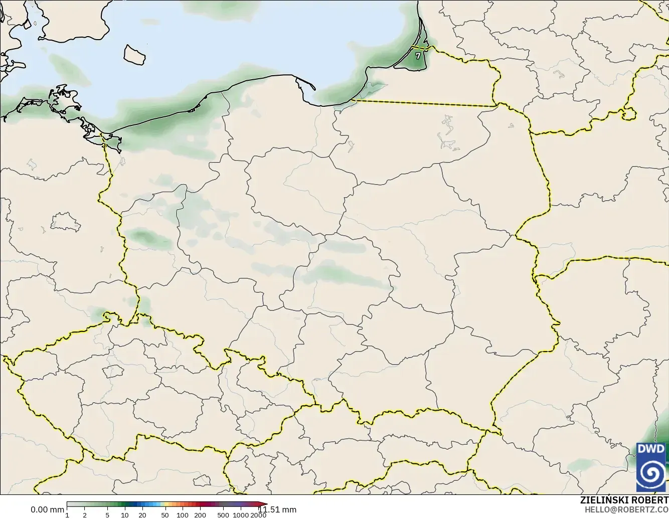 ICON modelo - Polônia, Acúmulo de precipitação
