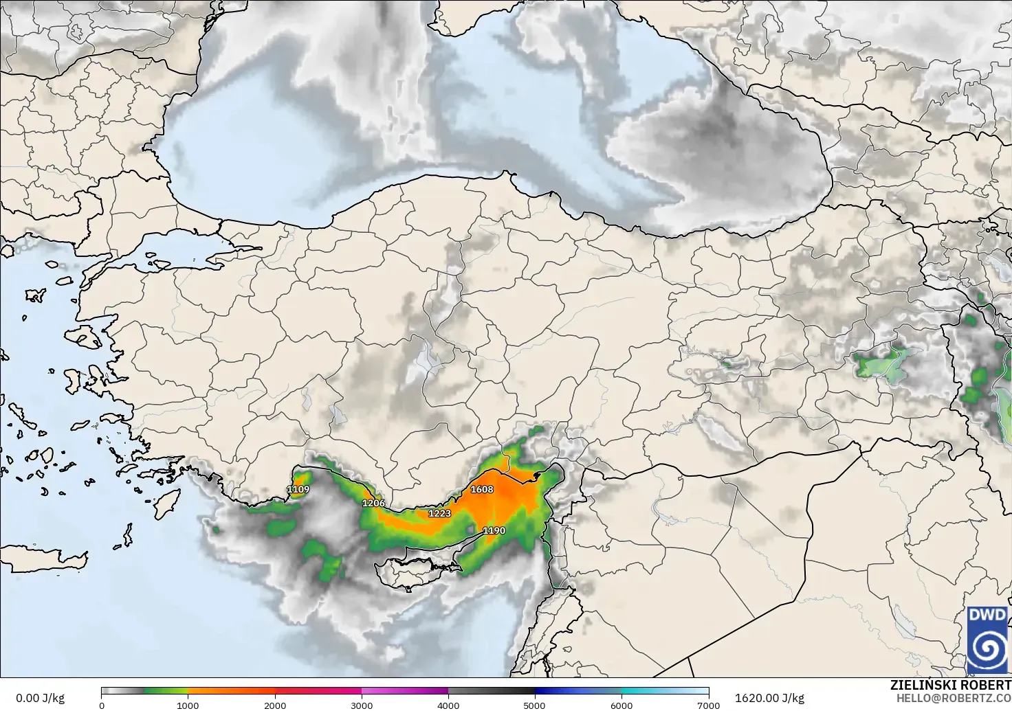 ICON modelo - Turquia, CAPE