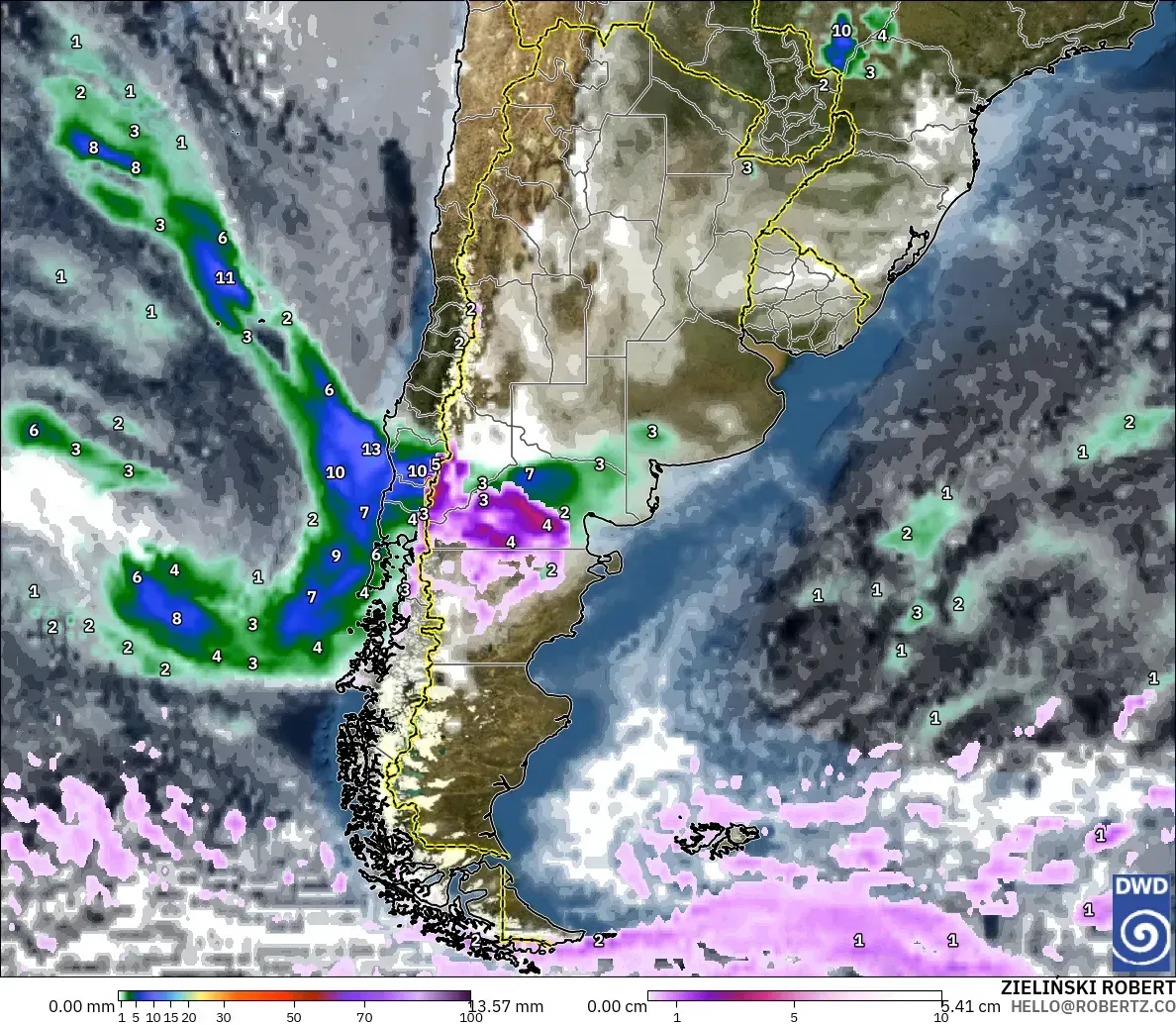 ICON modelo - Argentina, Precipitação, nuvens e pressão