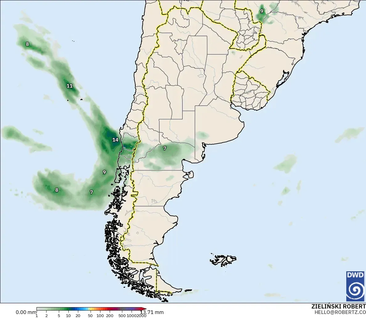 ICON modelo - Argentina, Acúmulo de precipitação