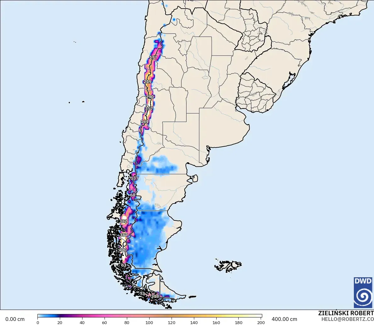 ICON modelo - Argentina, Profundidade da neve