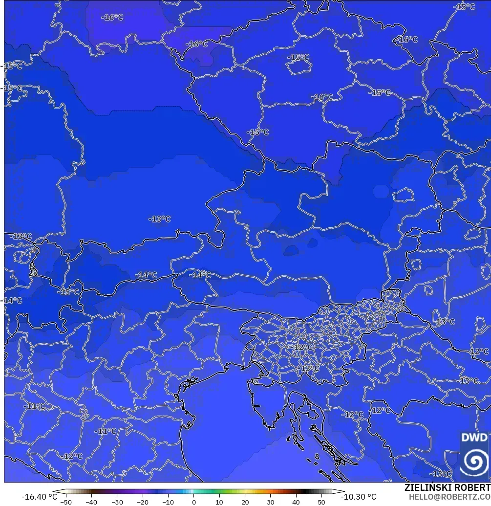 ICON modelo - Áustria, Temperatura a 500 hPa