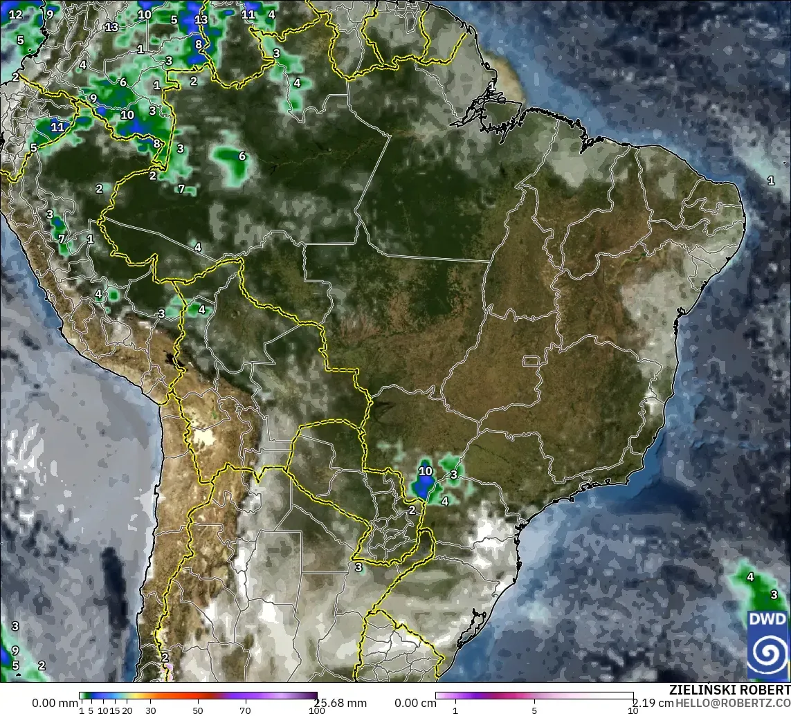 ICON modelo - Brasil, Precipitação, nuvens e pressão
