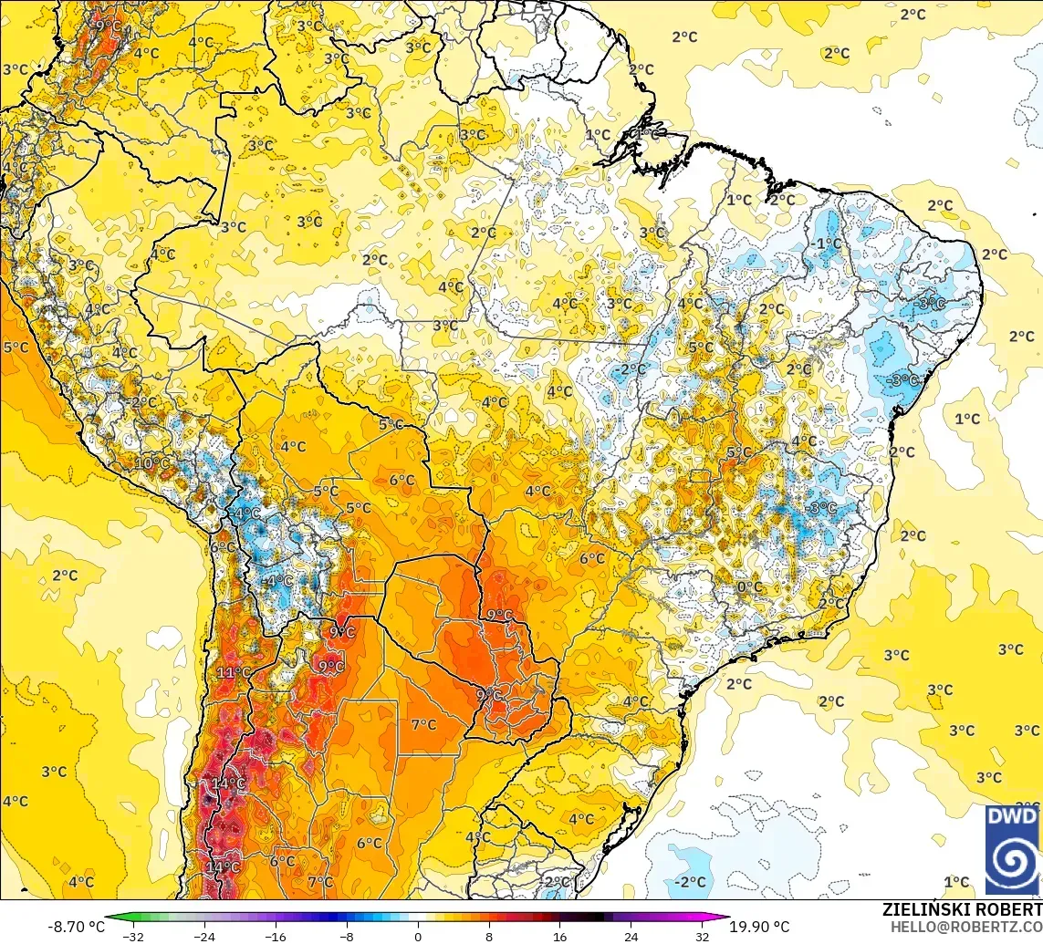 ICON modelo - Brasil, Anomalia de temperatura a 2 m
