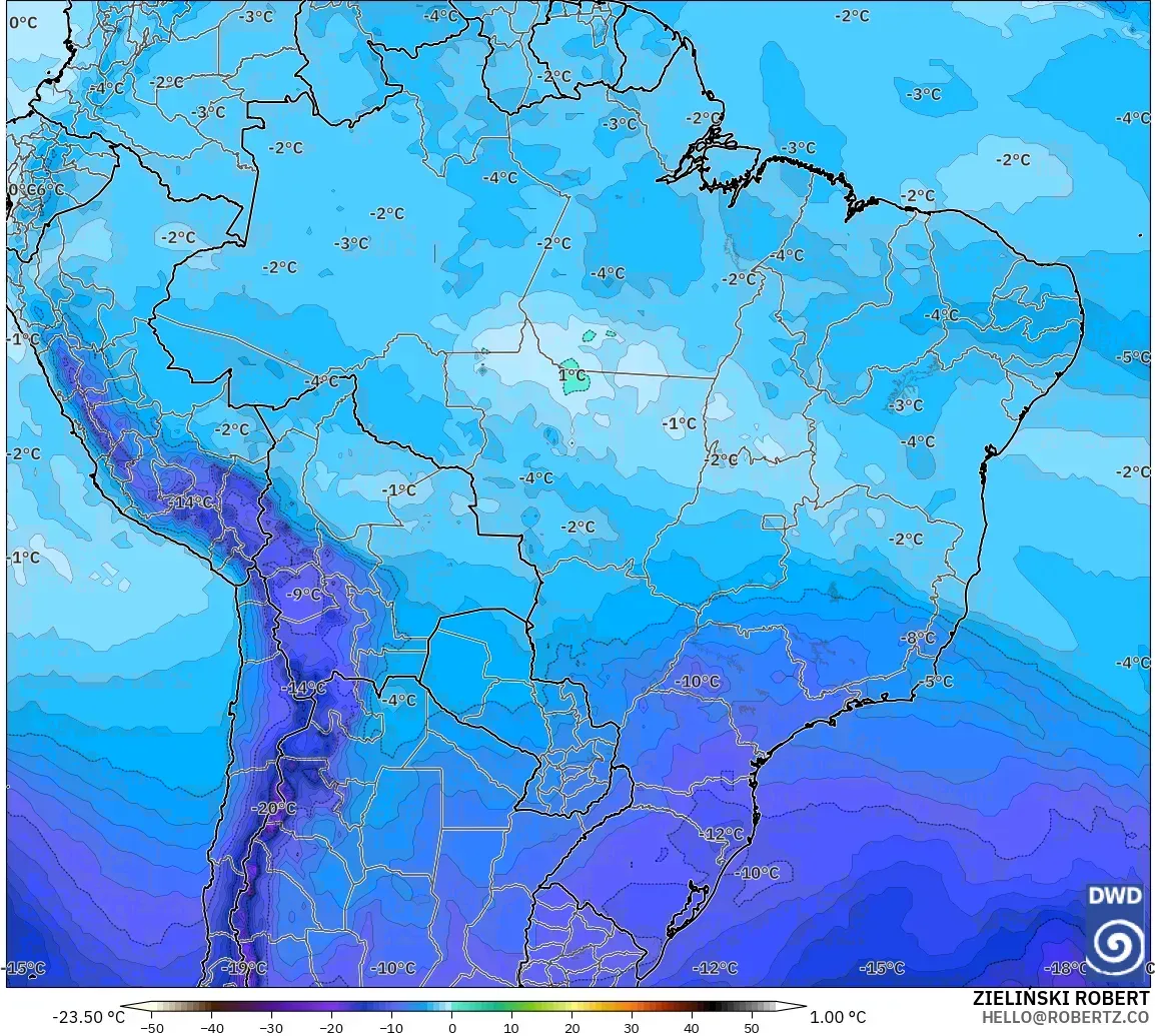 ICON modelo - Brasil, Temperatura a 500 hPa