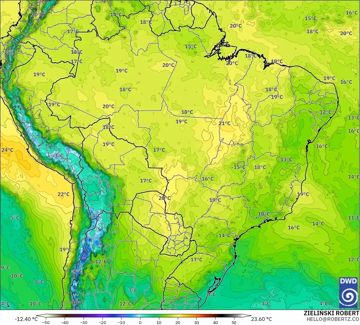 ICON modelo - Brasil, Temperatura a 850 hPa
