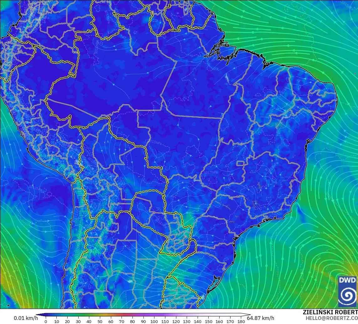 ICON modelo - Brasil, Vento a 10 m