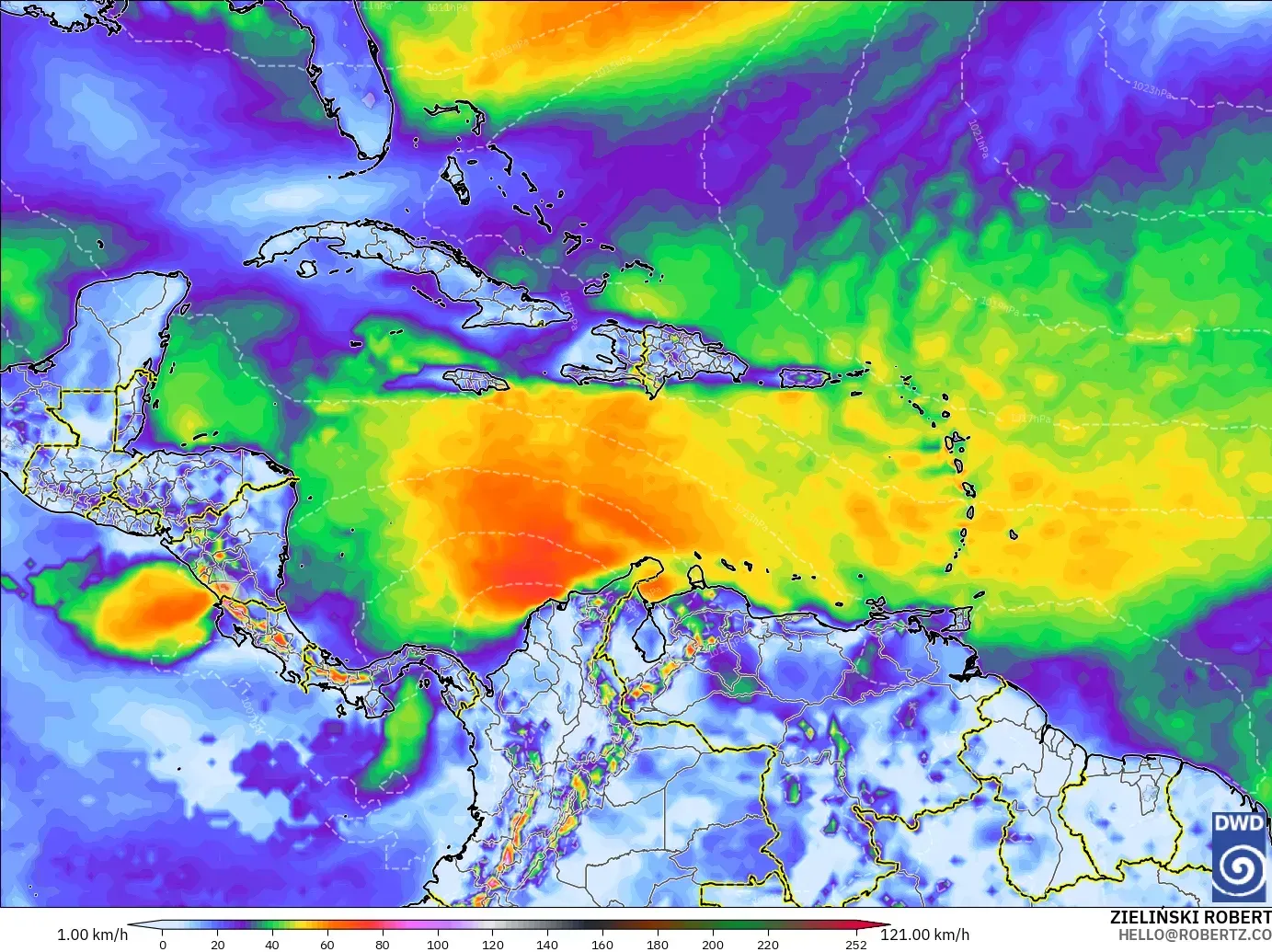ICON modelo - Caribe, Rajadas de vento