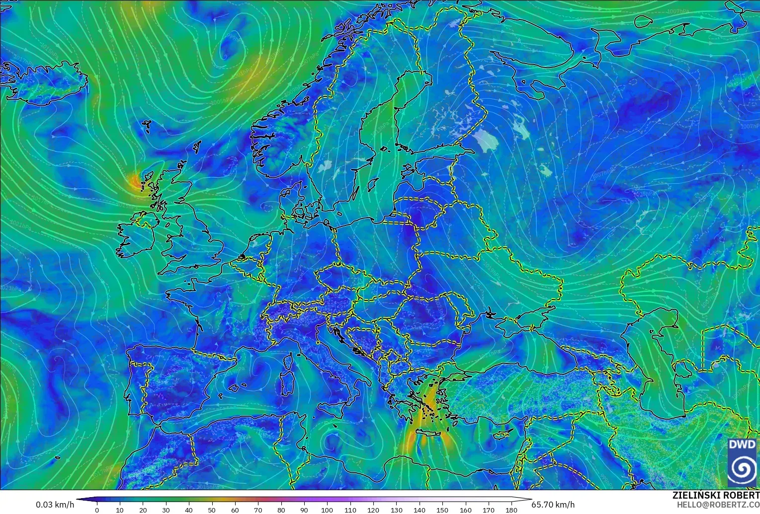 ICON modelo - Europa, Vento a 10 m