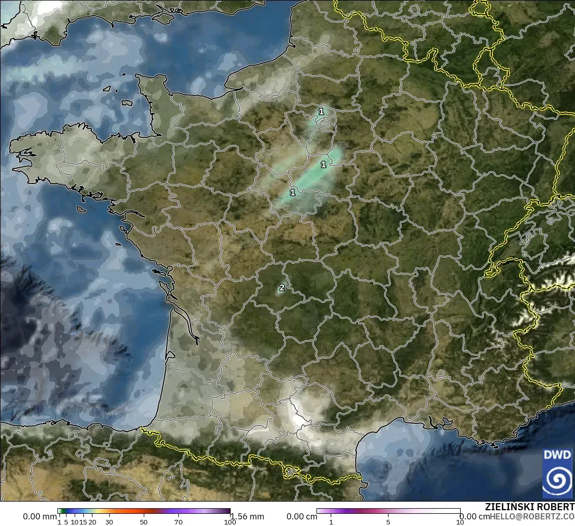 ICON modelo - França, Precipitação, nuvens e pressão
