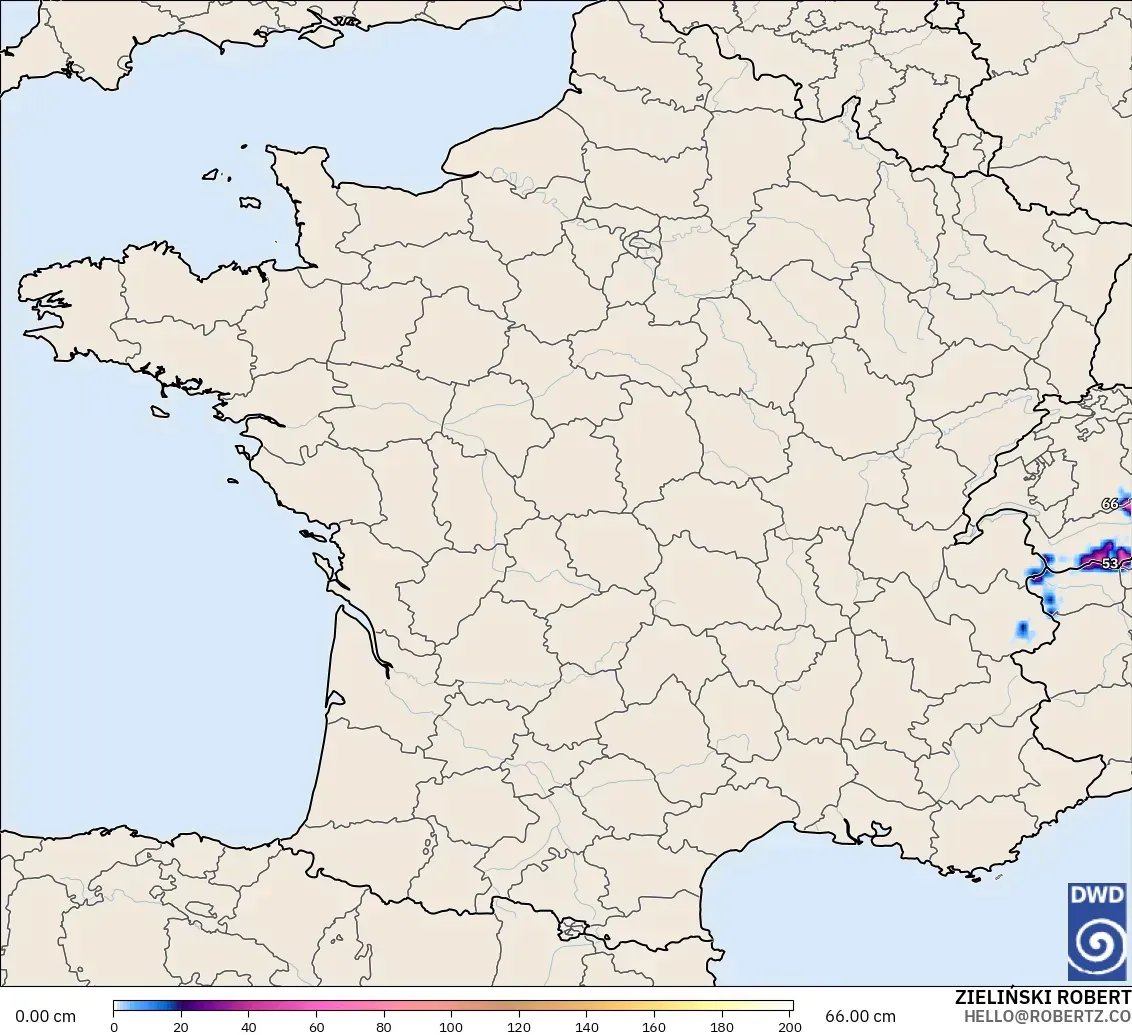 ICON modelo - França, Profundidade da neve