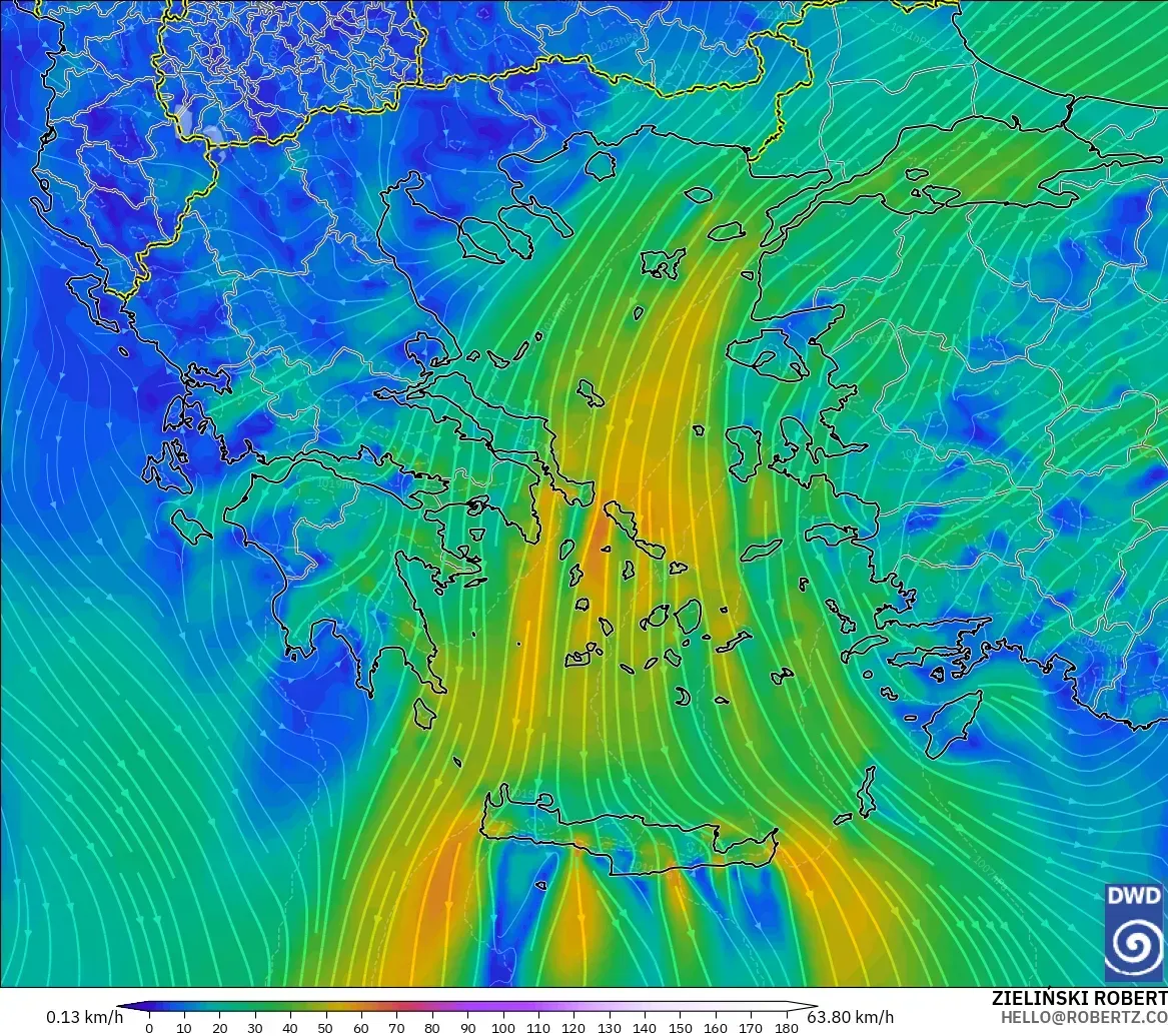 ICON modelo - Grécia, Vento a 10 m