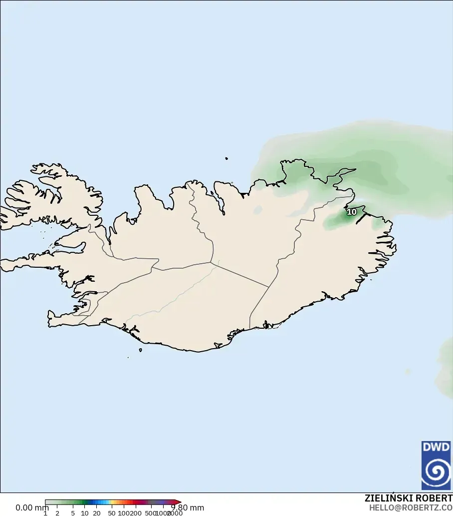 ICON modelo - Islândia, Acúmulo de precipitação