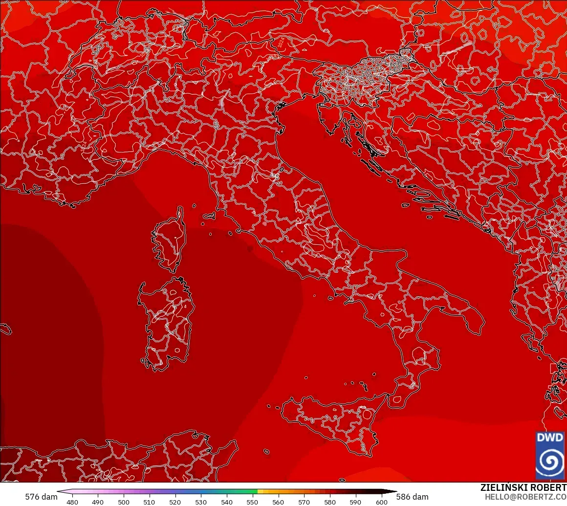 ICON modelo - Itália, Altura geopotencial a 500 hPa