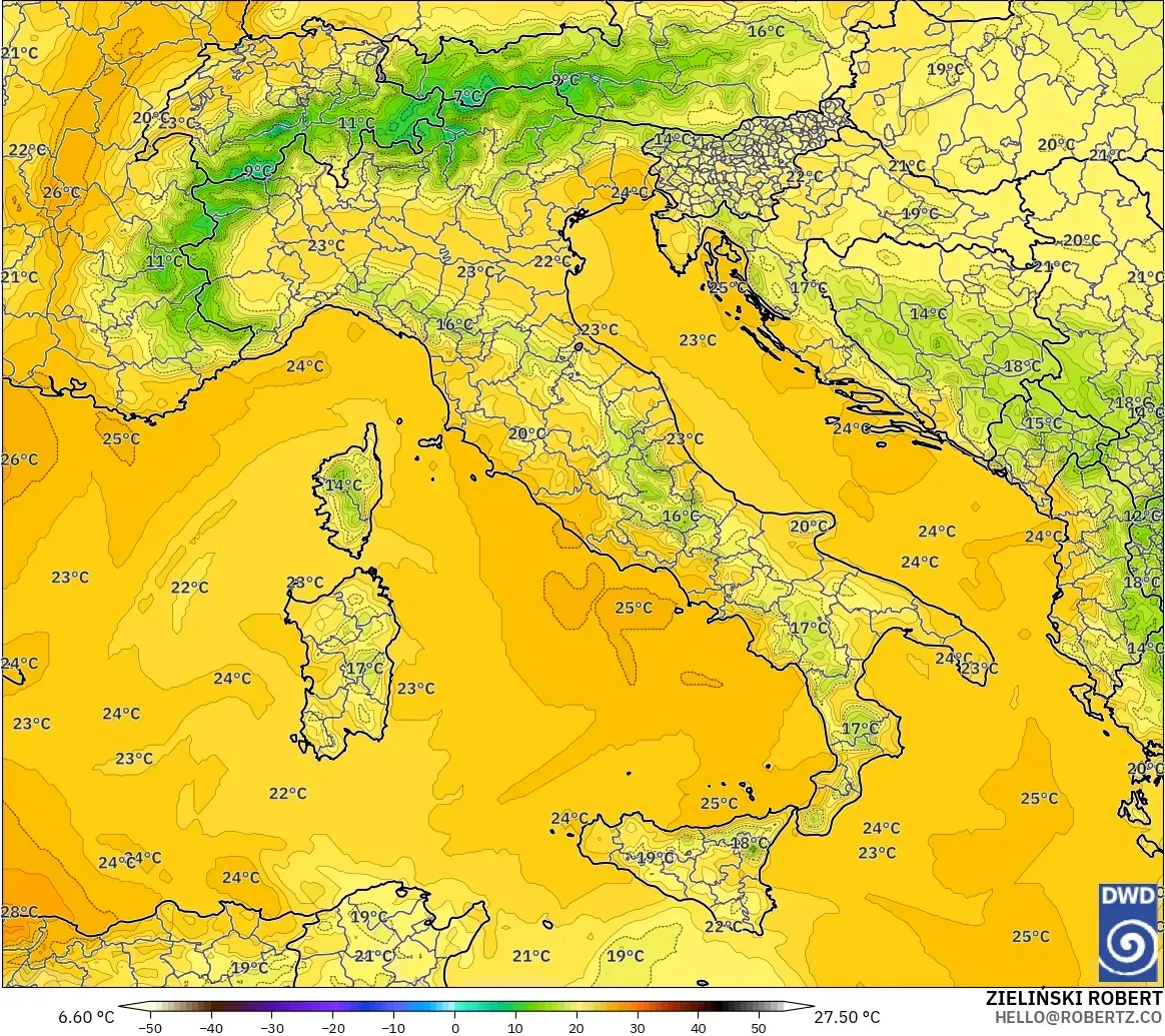 ICON modelo - Itália, Temperatura a 850 hPa
