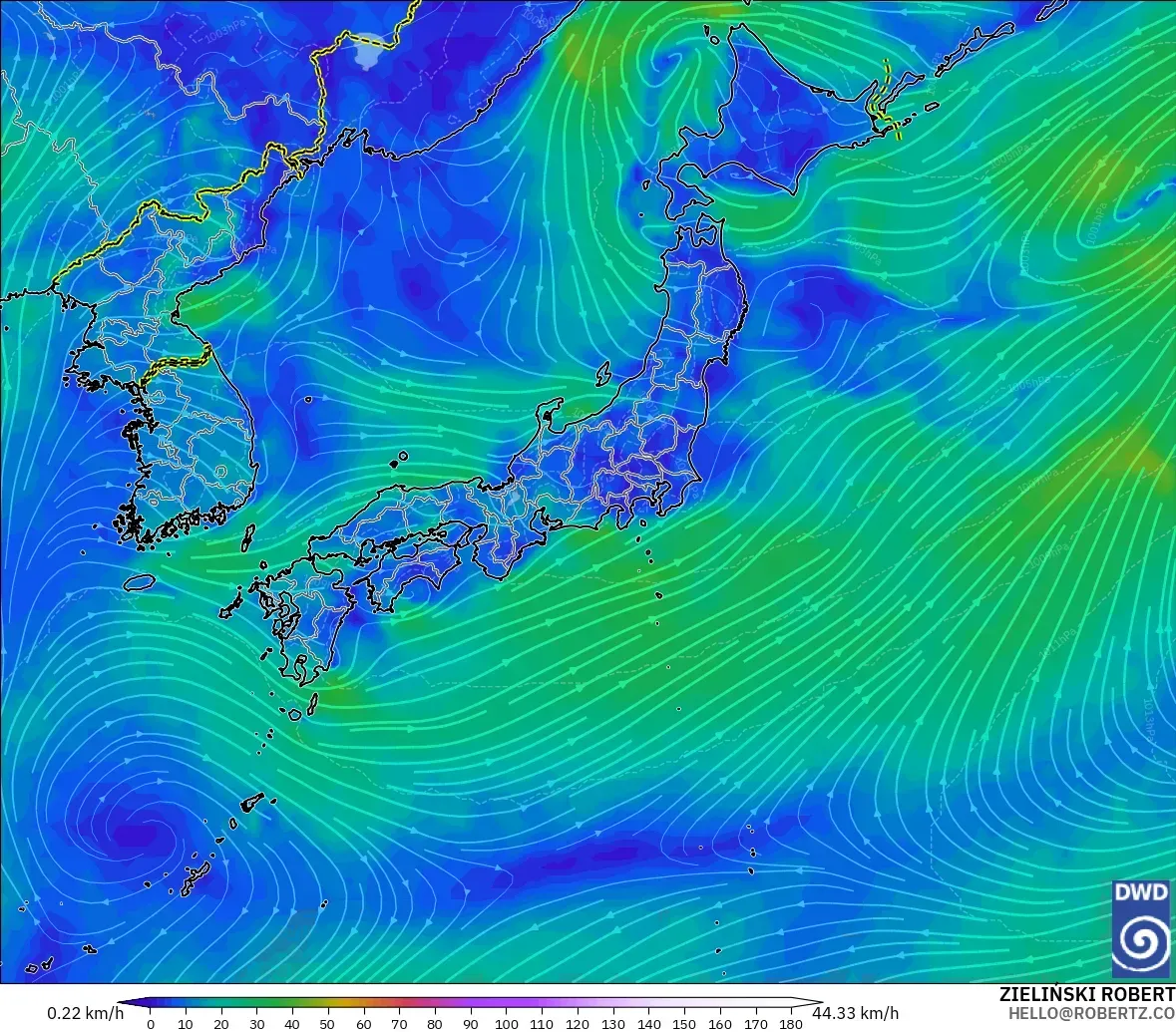 ICON modelo - Japão, Vento a 10 m