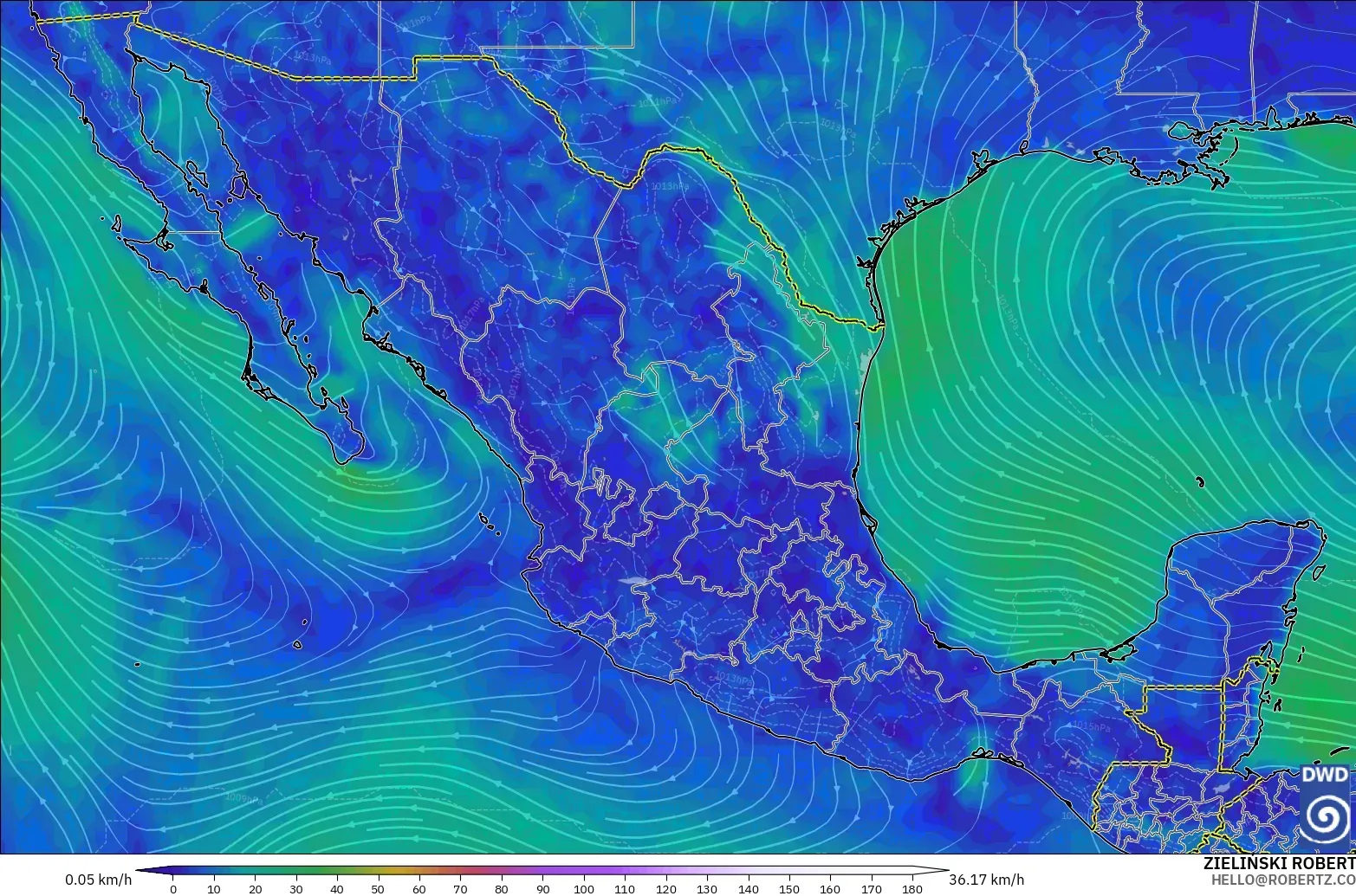 ICON modelo - México, Vento a 10 m