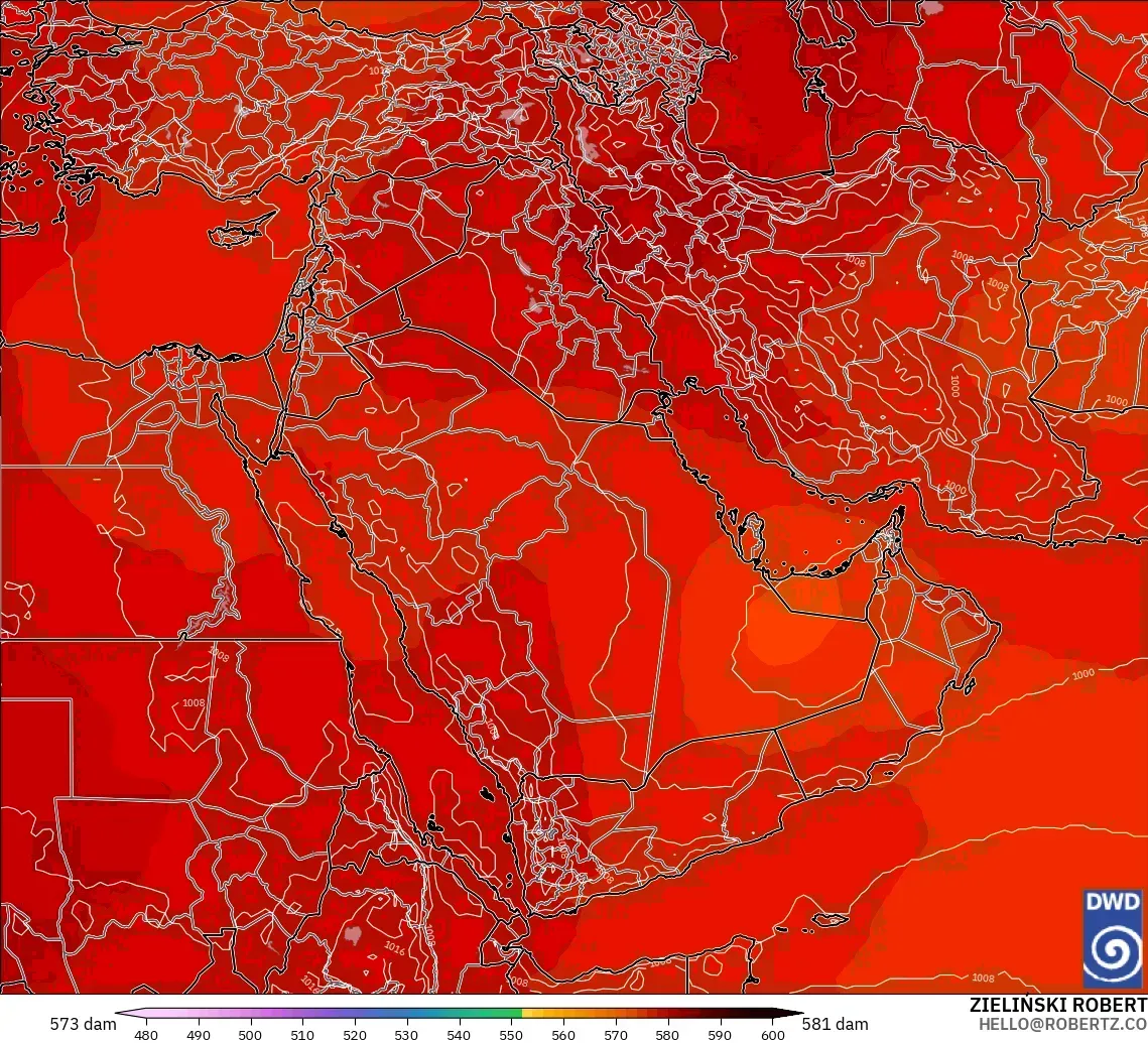 ICON modelo - Oriente Médio, Altura geopotencial a 500 hPa